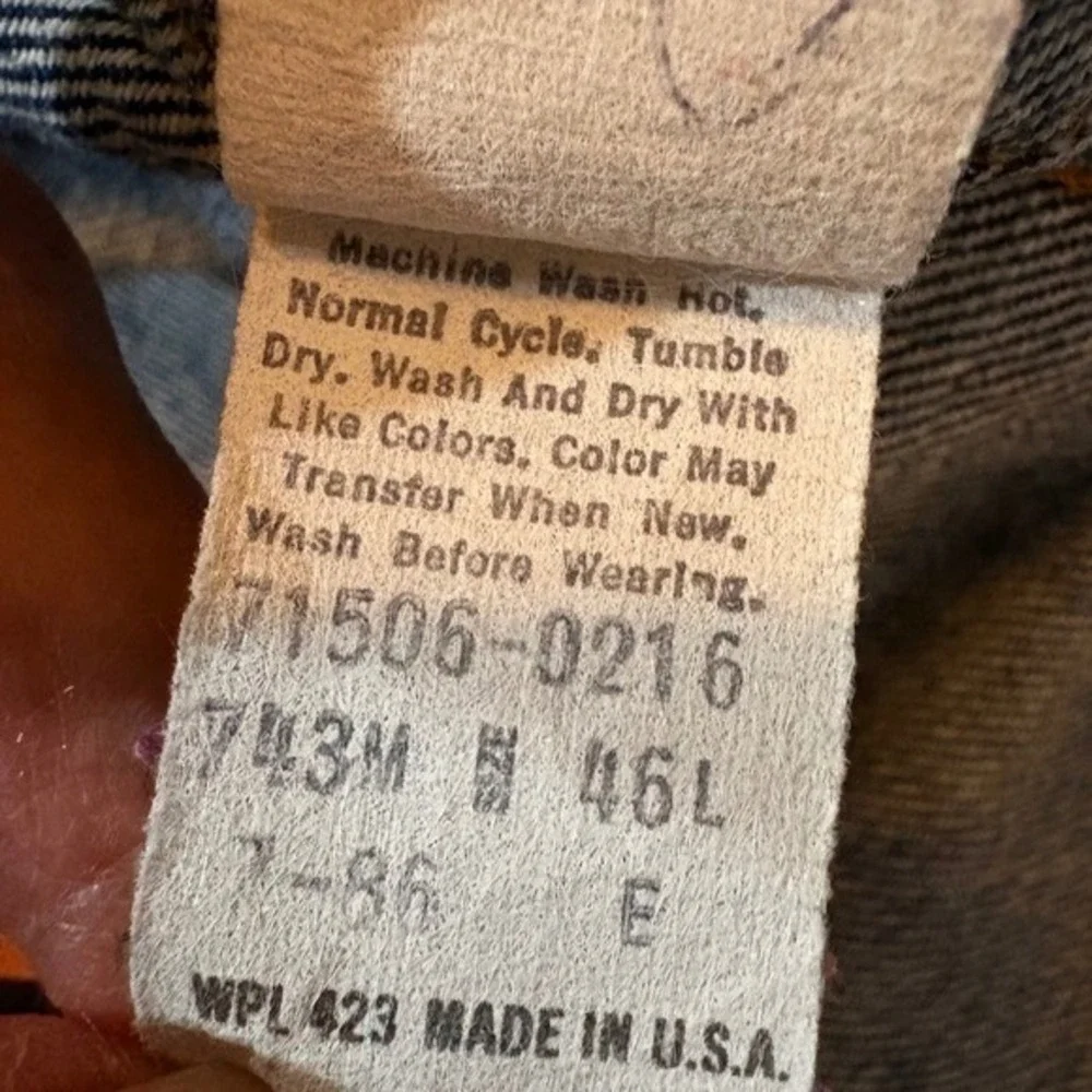 Vintage 1986 Levis 71506-0216‎ Denim Trucker Jacket 46L Made in USA Dark Wash - Picture 5 of 10